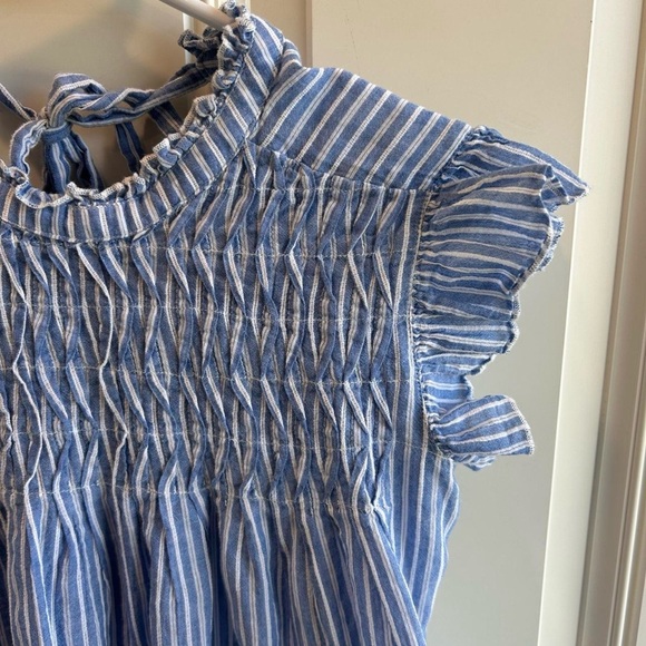 Anthropology Uli Ruffled Blouse Size XS Blue and White - Picture 8 of 9